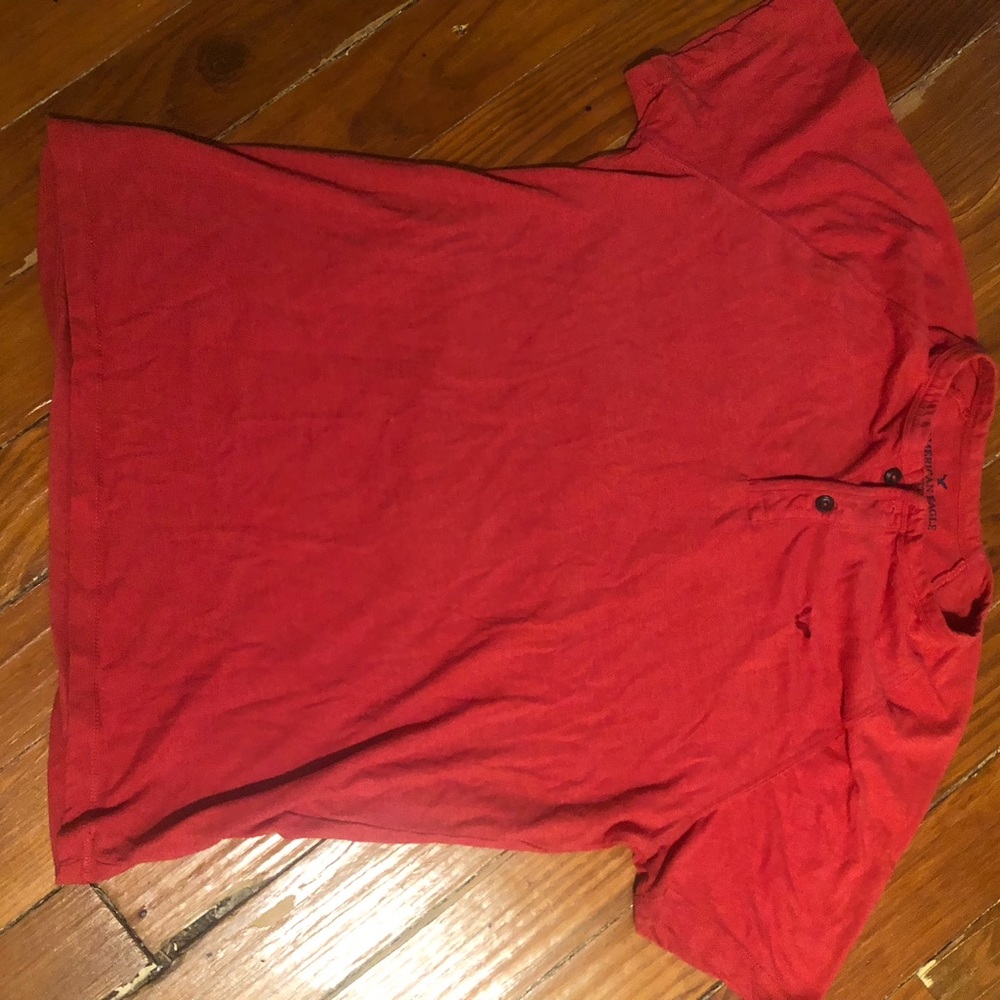 Red AE Button T-Shirt